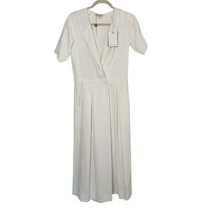 NWT Silvian Heach Medium Dress Suit Tres Wide Leg Cropped Jumpsuit in Milk